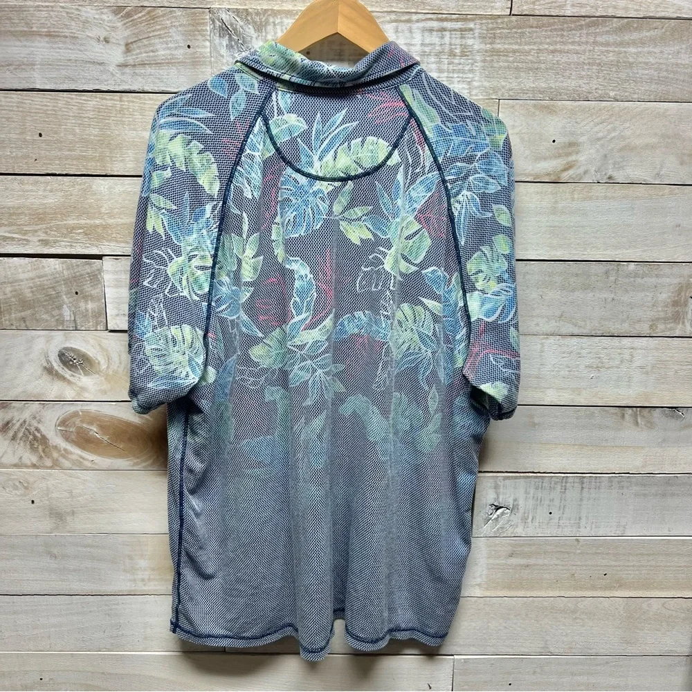 Tommy Bahama Boardwalk Fade IslandZone Polo Shirt Mens XXL Blue Tropical - Picture 5 of 8